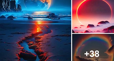 With graceful arch, the radiant rainbow adorns the sky in a breathtaking masterpiece following the sun’s exquisite performance