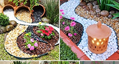 How to decorate your garden with pebbles and colorful flowers