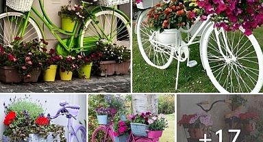 17 Super ideas for garden decorations made from old bicycles